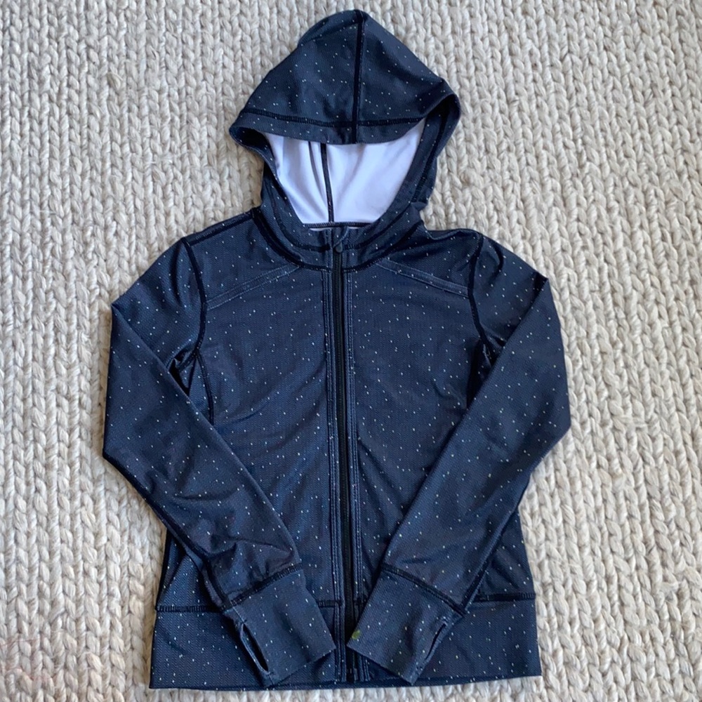 Gray confetti patterned zip up by zella girls